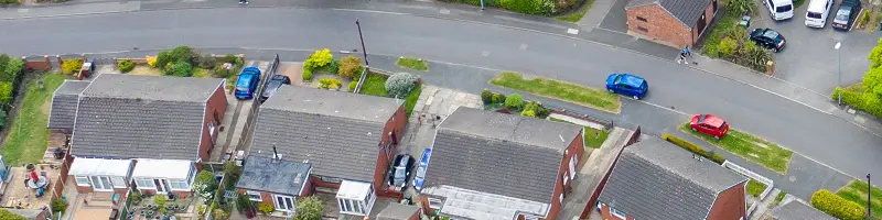 Aerial view of a UK Street